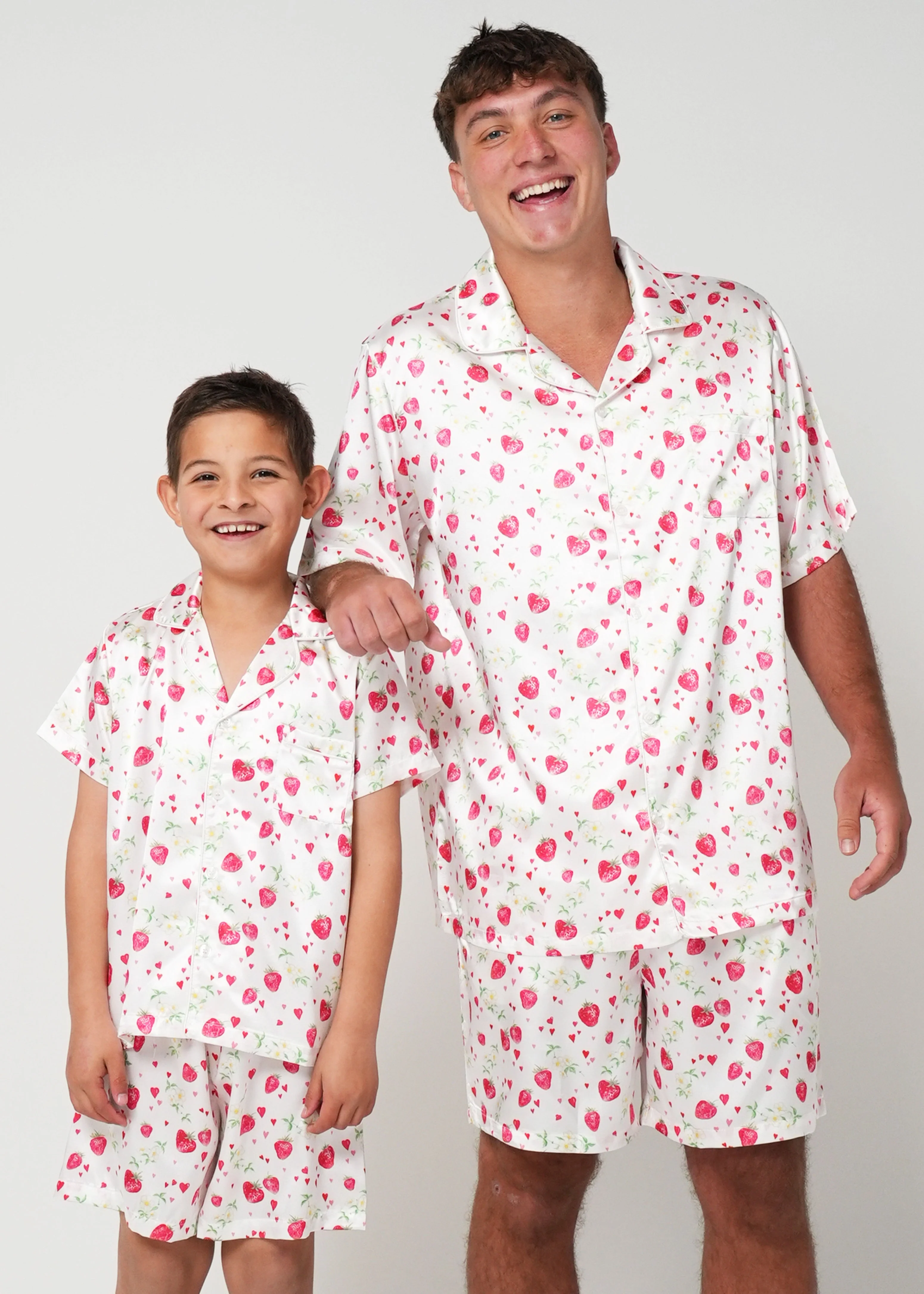 Boys Strawberries Satin Short Pajama Set - Image 3