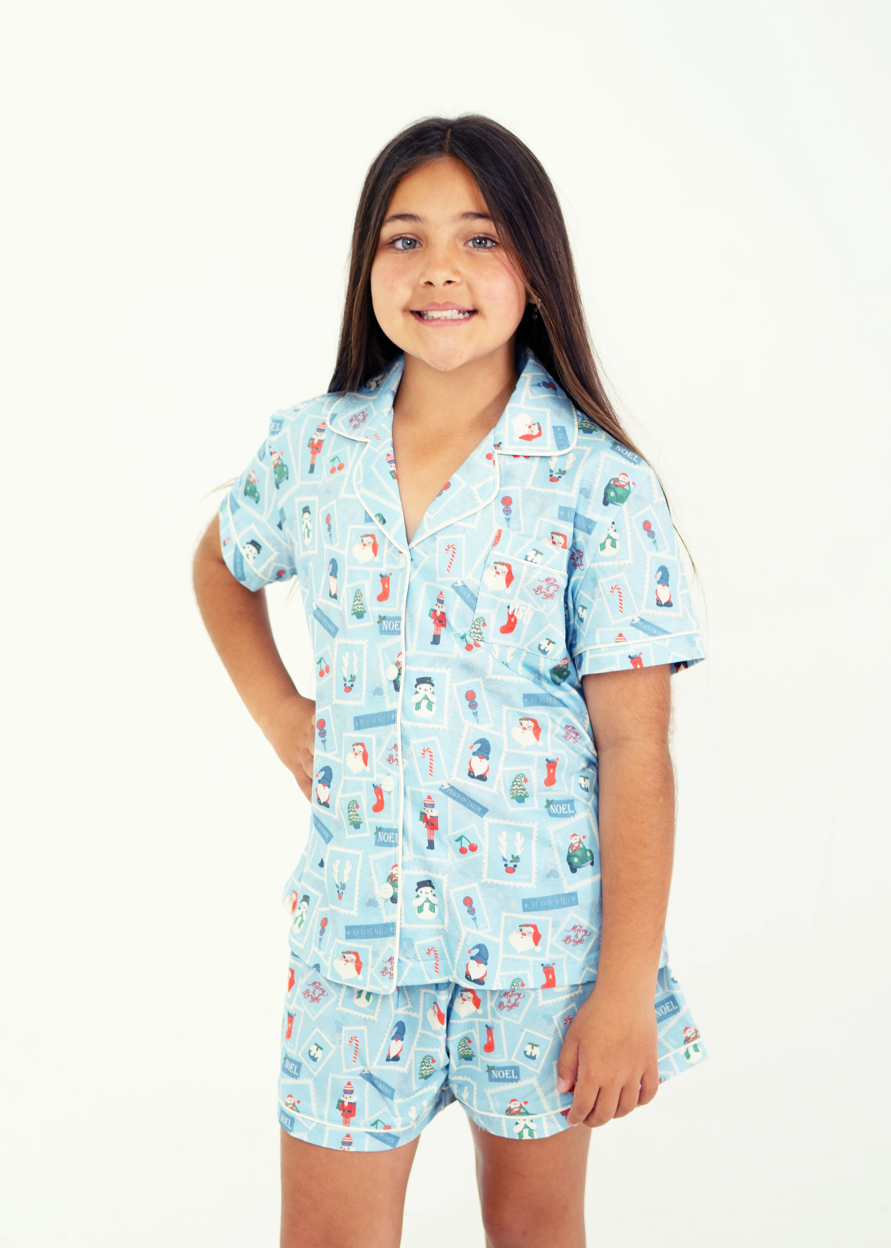 Girls - Dear Santa Jersey Knit Cotton Short PJ Set