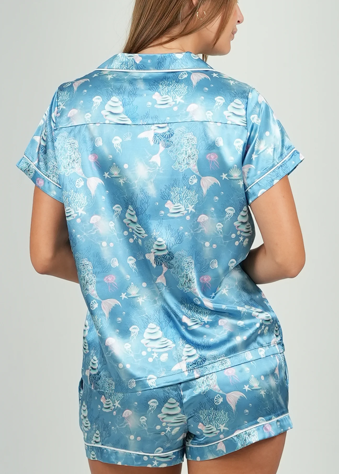 Mermaid Glow Short Satin Pajama Set - Image 7