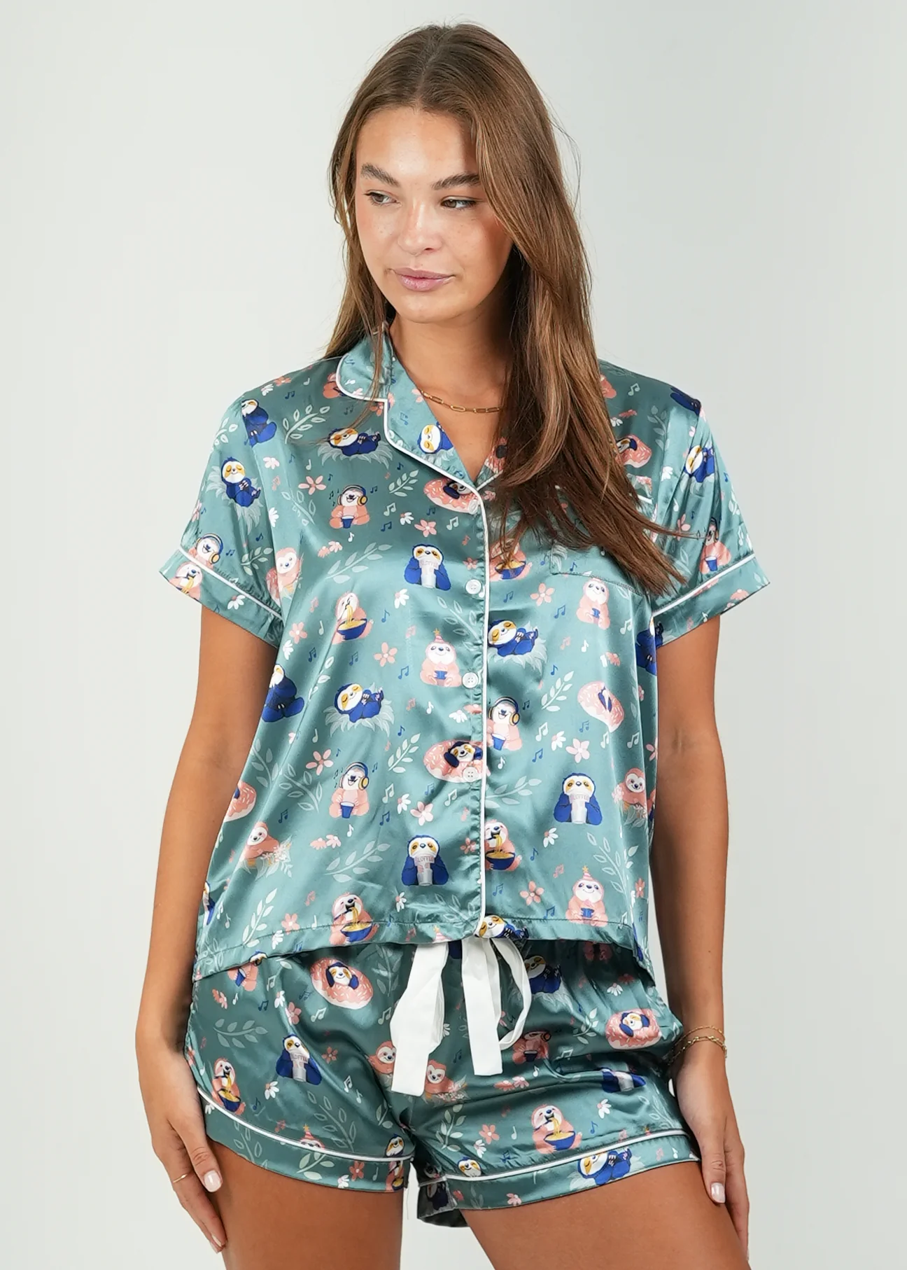 Slothee Short Satin Pajama Set - Image 4