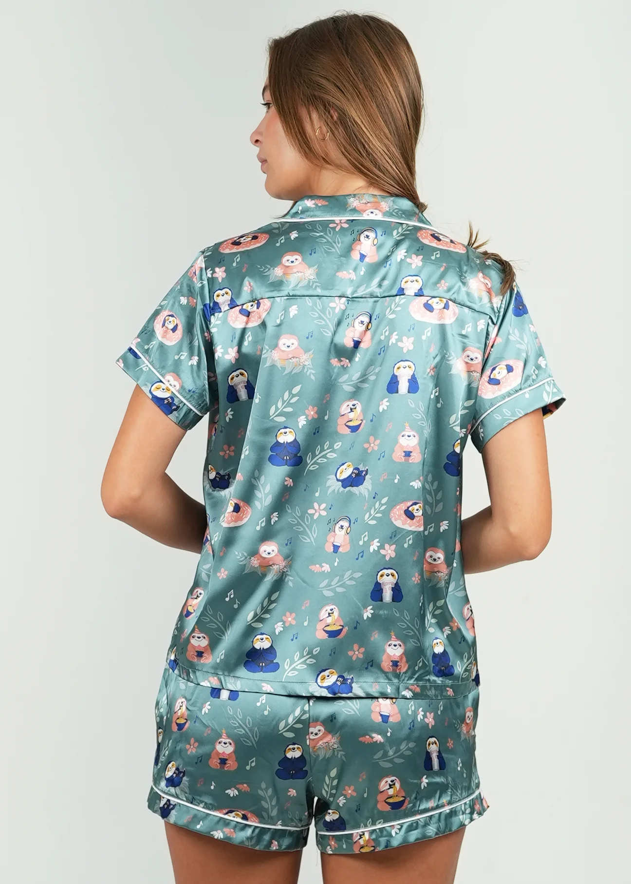 Slothee Short Satin Pajama Set - Image 6